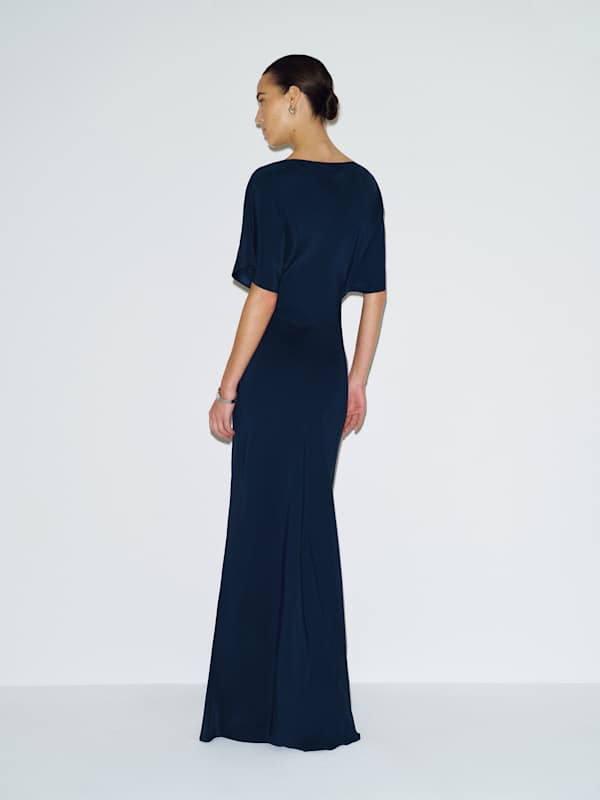 Caila Silk Dress - Navy