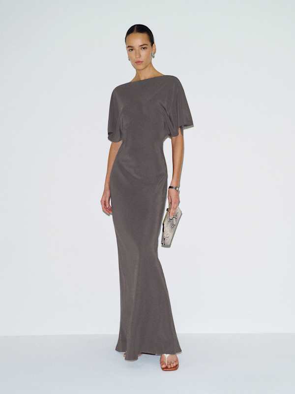 Caila Silk Dress - Smoky Quartz