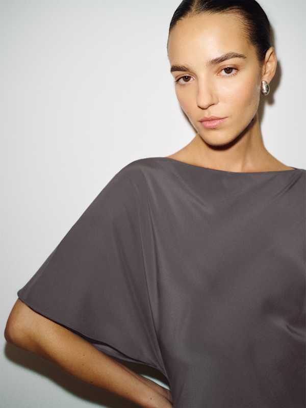 Caila Silk Dress - Smoky Quartz