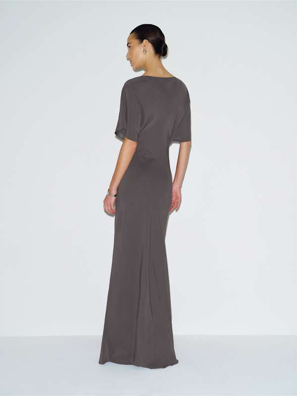 Caila Silk Dress - Smoky Quartz