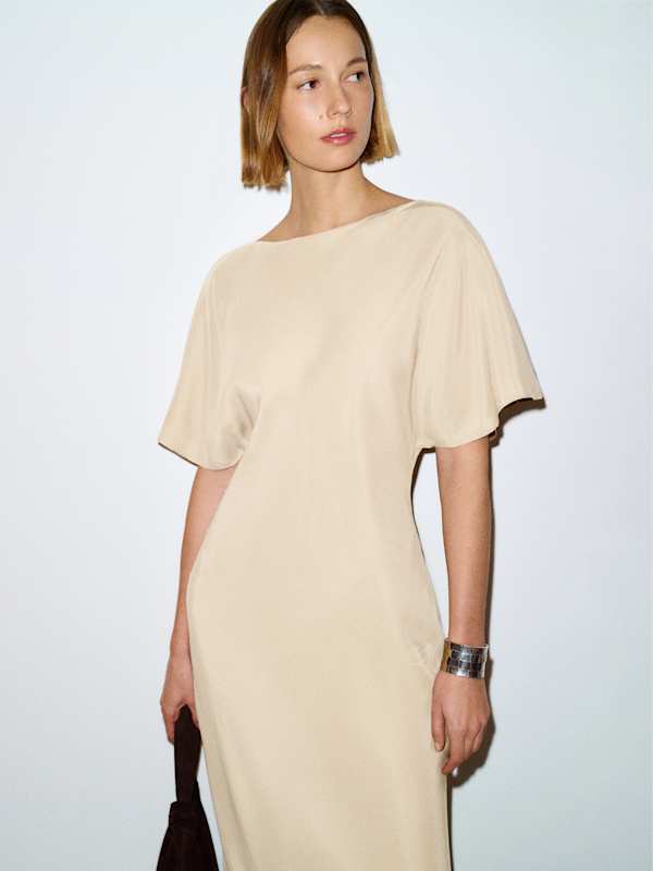 Caila Silk Dress - Yogurt