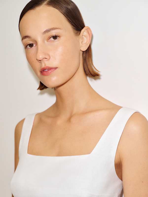 Clarence Linen Top - White