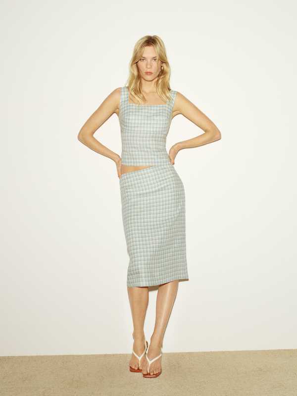 Clarence Linen Top - Zephyr Check