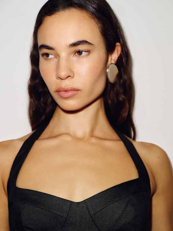 Alistair Linen Top - Black