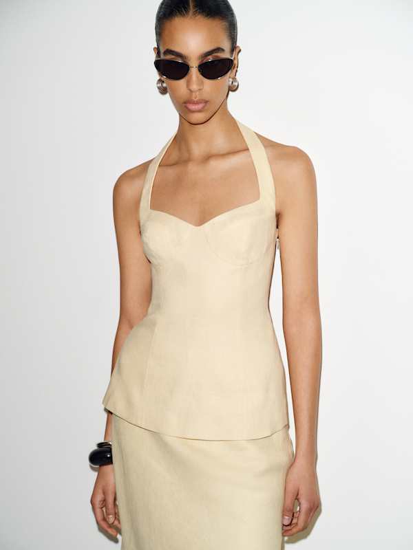 Alistair Linen Top - Sugar