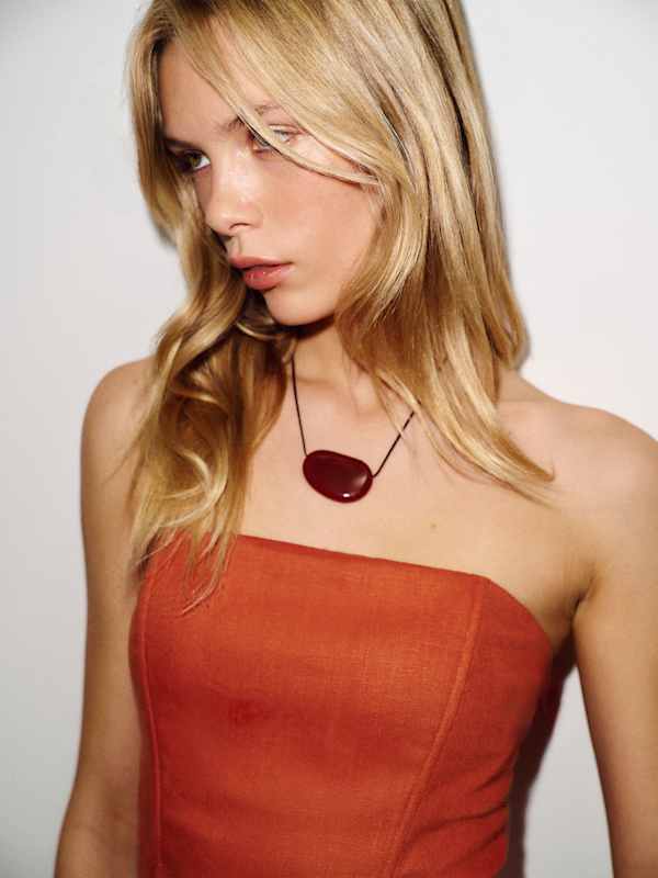 Aurina Linen Top - Chili Mango