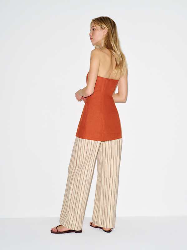 Aurina Linen Top - Chili Mango