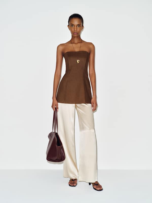 Aurina Linen Top - Pinecone