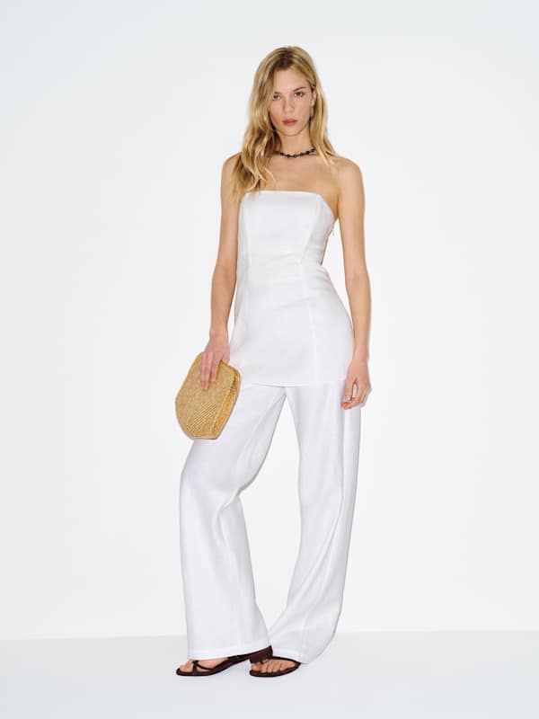 Aurina Linen Top - White