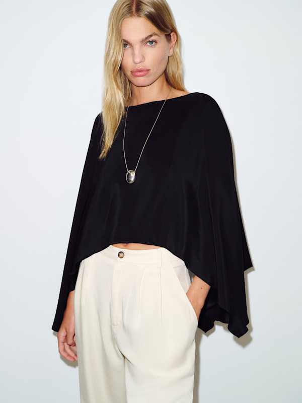 Aime Silk Cape - Black