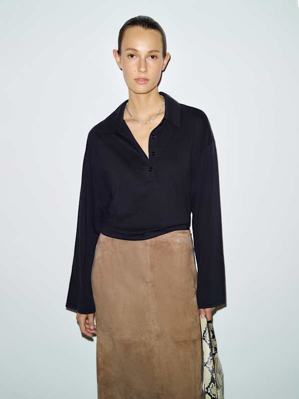 Mellen Polo Knit Top - Black