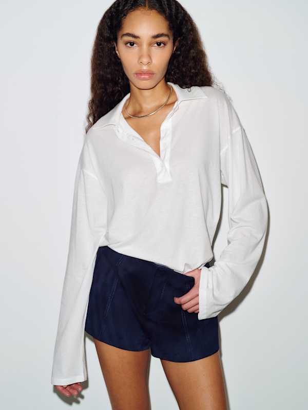 Mellen Polo Knit Top - White