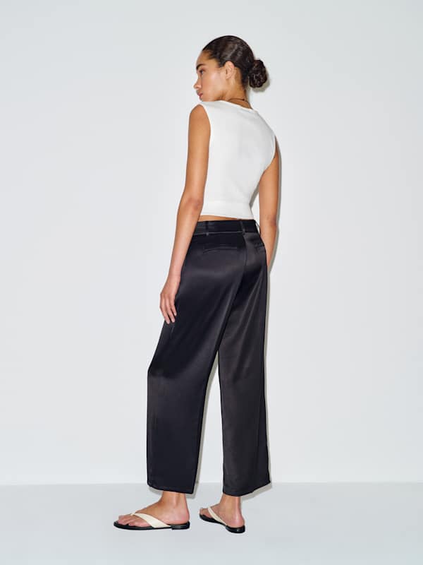 Gisele Satin Low Rise Cropped Pant - Black