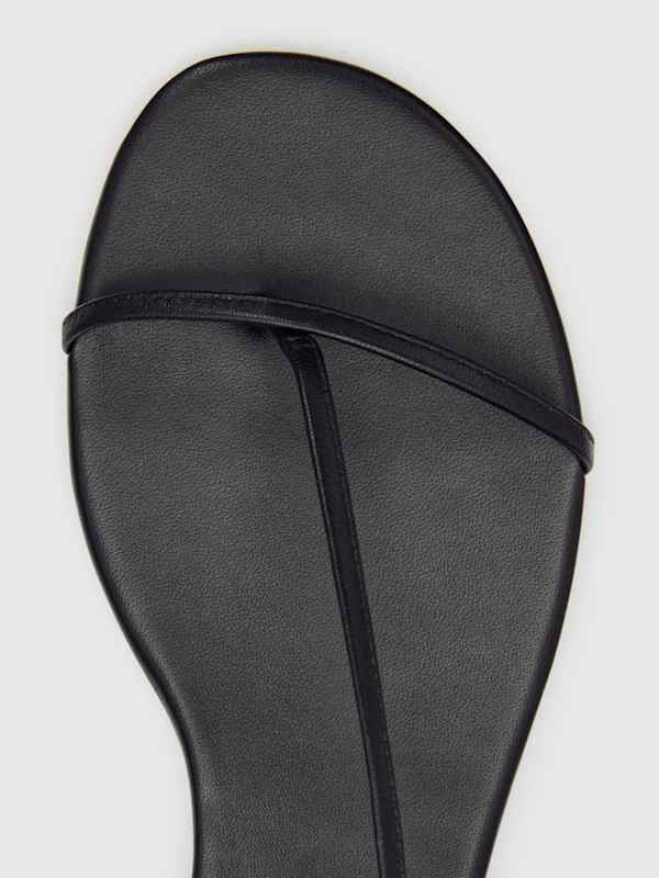 Pina Flat Sandal - Black Leather