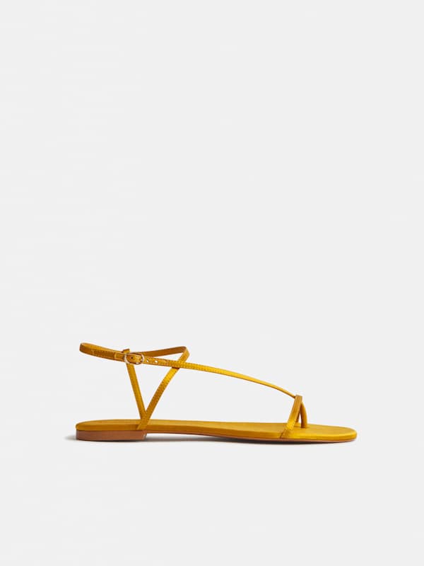 Pina Flat Sandal - Honey Mustard Satin