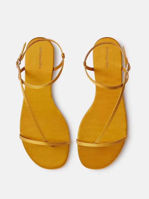 Pina Flat Sandal - Honey Mustard Satin