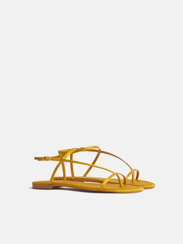 Pina Flat Sandal - Honey Mustard Satin