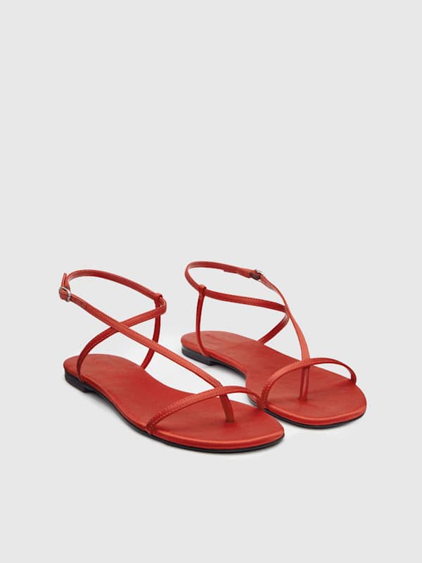 Pina Flat Sandal - Poppy Satin