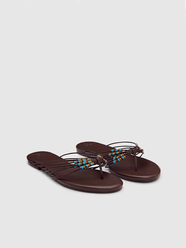 Jessica Flat Thong - Espresso Leather