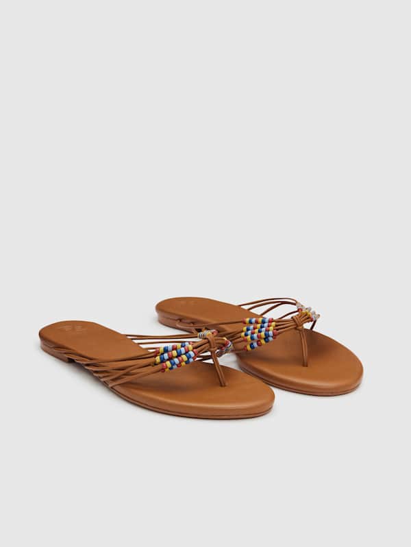 Jessica Flat Thong - Rum Leather
