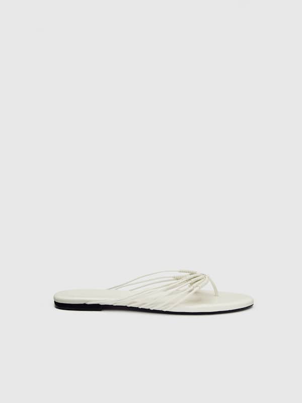 Jessica Flat Thong - White Leather