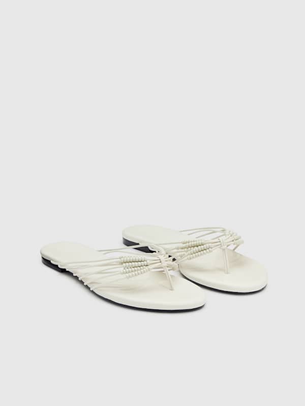 Jessica Flat Thong - White Leather