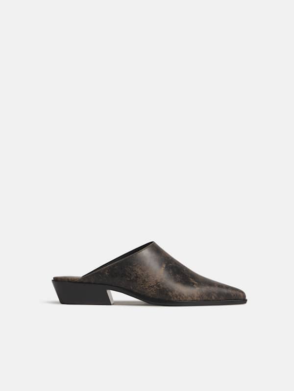 Dominique Mule - Brown Bleached Leather