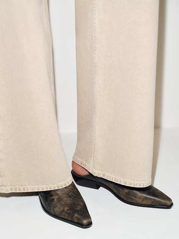 Dominique Mule - Brown Bleached Leather