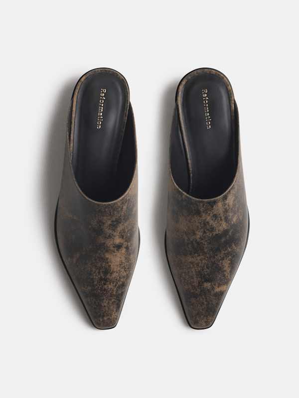 Dominique Mule - Brown Bleached Leather