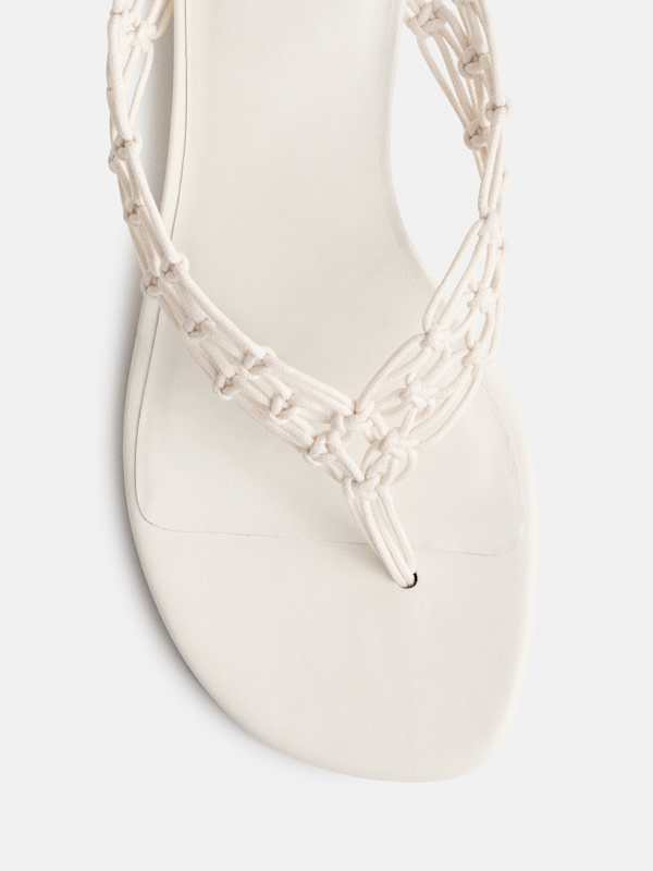 Libby Wedge Thong - White Cotton Leather