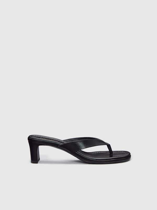 Jessie Block Heel Sandal - Black Leather