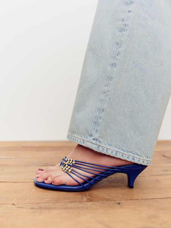 Jessica Heeled Thong - Cobalt Leather