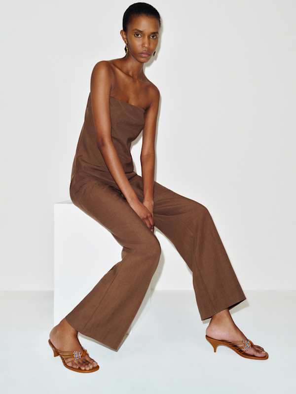 Jessica Heeled Thong - Rum Leather