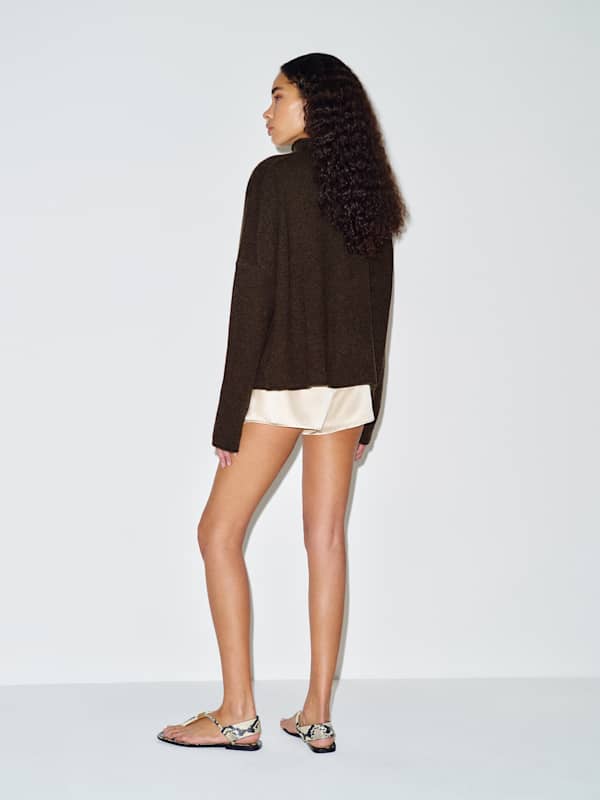 Trista Cashmere Mock Neck Sweater - Compost