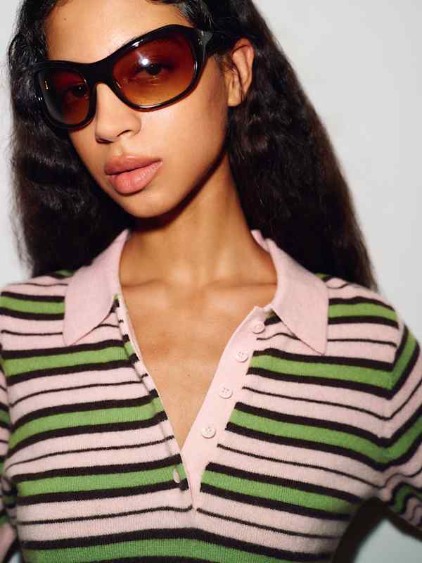 Skye Cashmere Polo - Cherry Blossom Multi Stripe