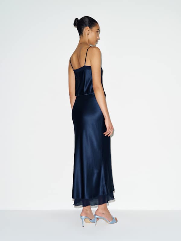Kelsa Silk Dress - Navy