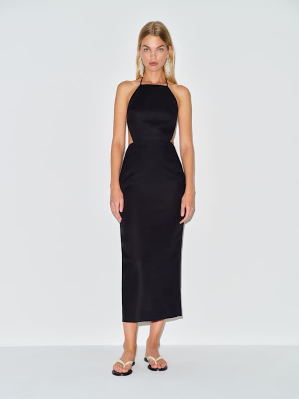 Trista Linen Dress - Black