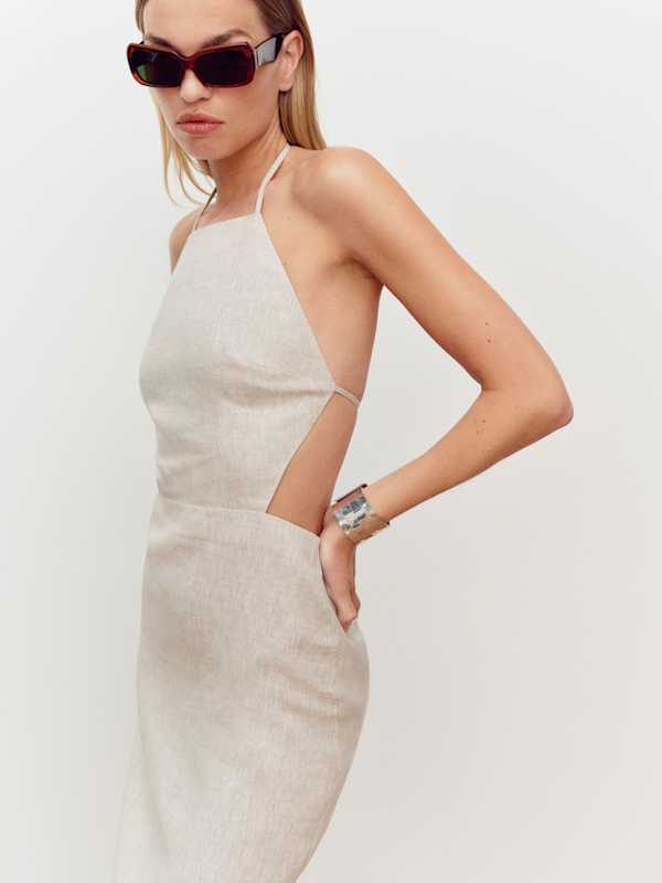 Trista Linen Dress - Oatmeal