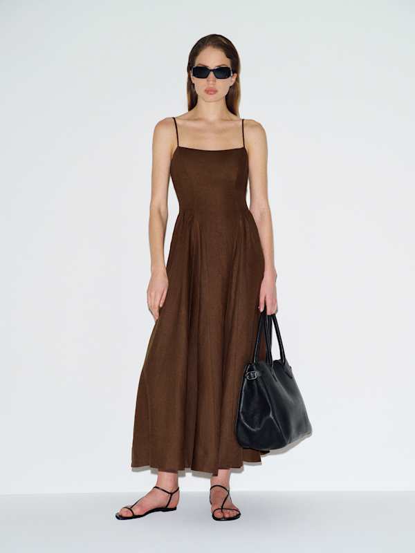 Neri Linen Dress - Pinecone