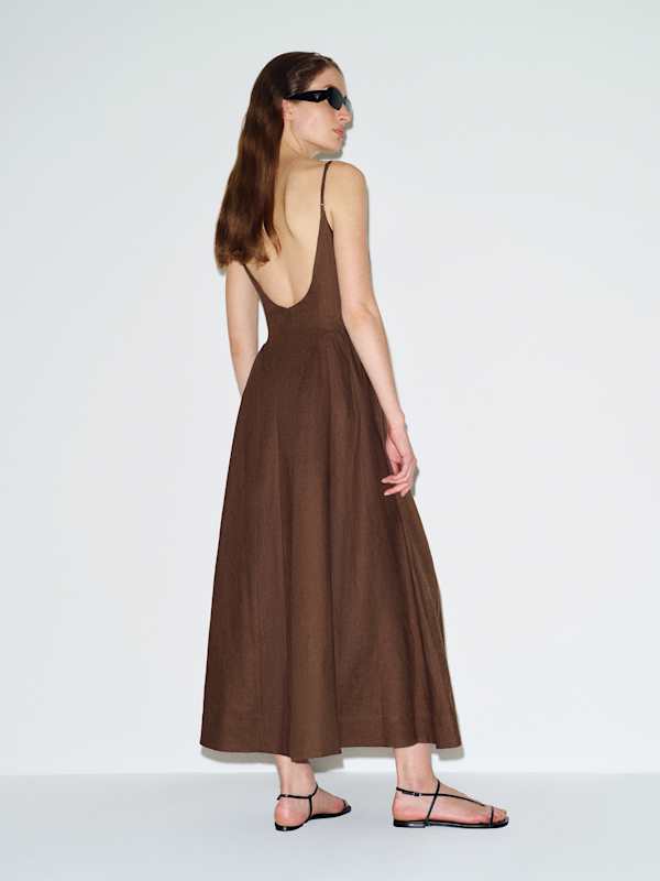 Neri Linen Dress - Pinecone