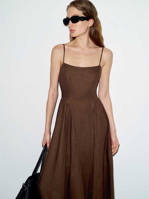 Neri Linen Dress - Pinecone