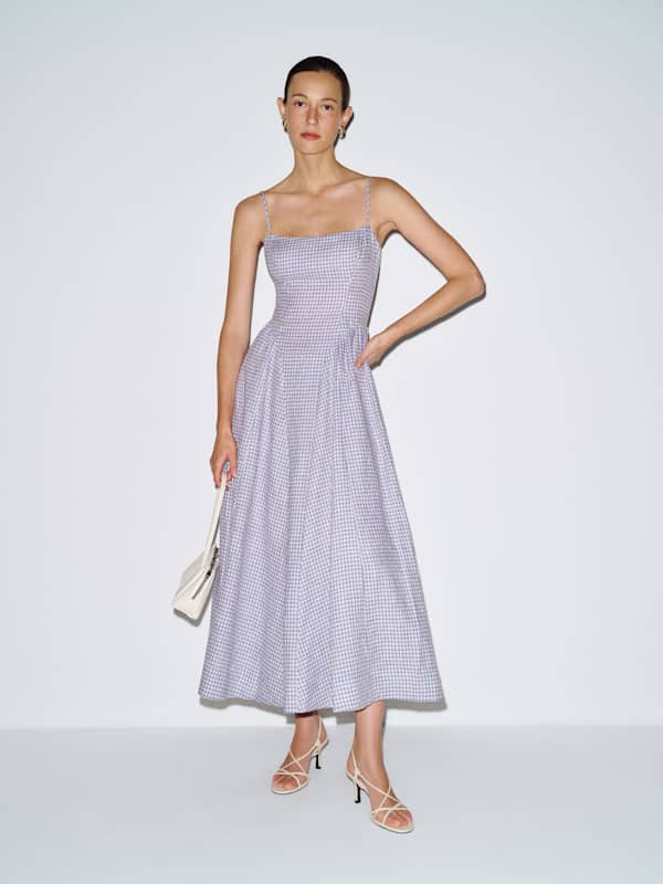 Neri Linen Dress - Stellar Check