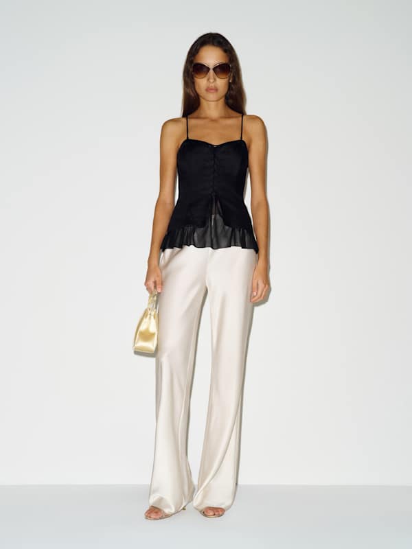 Colette Linen Top - Black