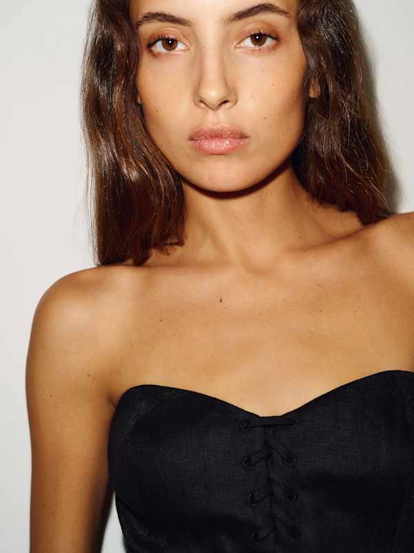 Colette Linen Top - Black