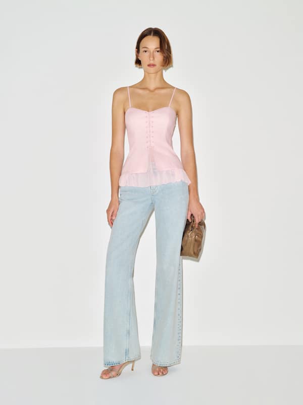 Colette Linen Top - Cherry Blossom