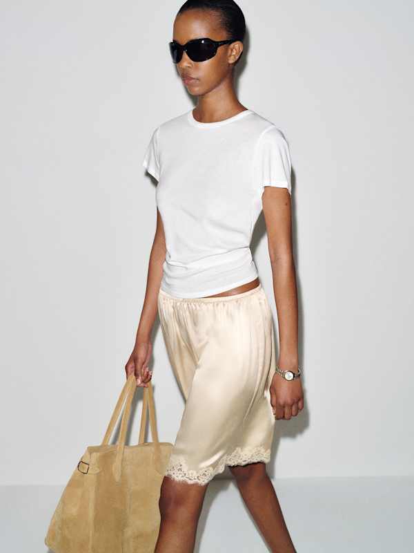 Clara Silk Bermuda Short - Almond