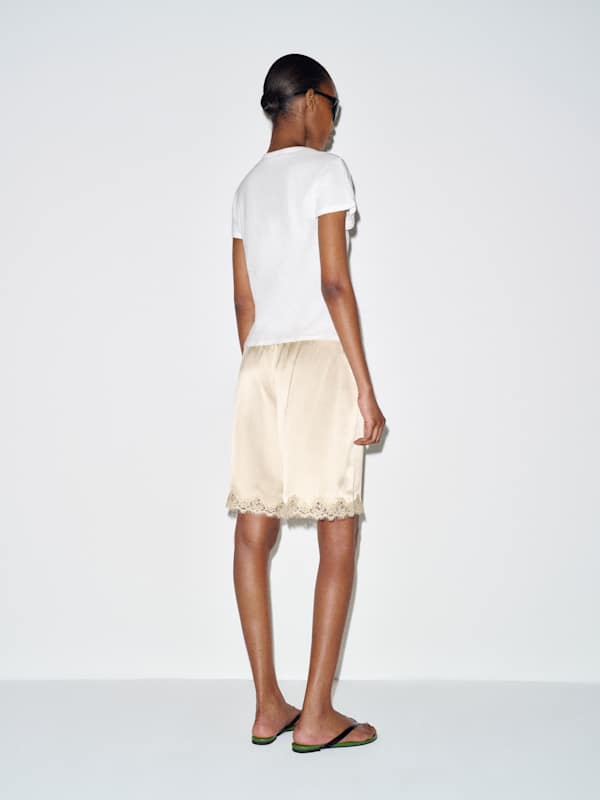 Clara Silk Bermuda Short - Almond