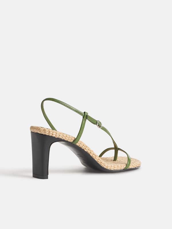 Pina Heeled Sandal - Natural Raffia Jade Leather