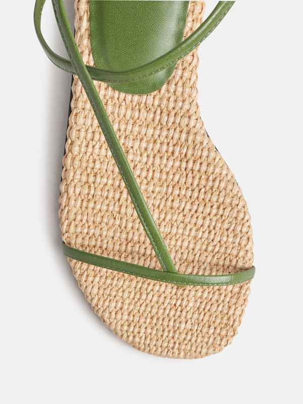 Pina Heeled Sandal - Natural Raffia Jade Leather