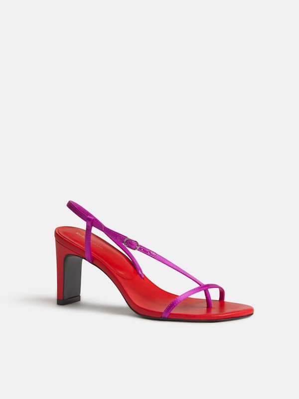 Pina Heeled Sandal - Pitaya Satin Poppy Leather